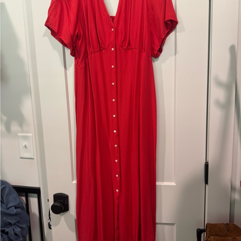 Old Navy Red Buttoned Maxi Sundress